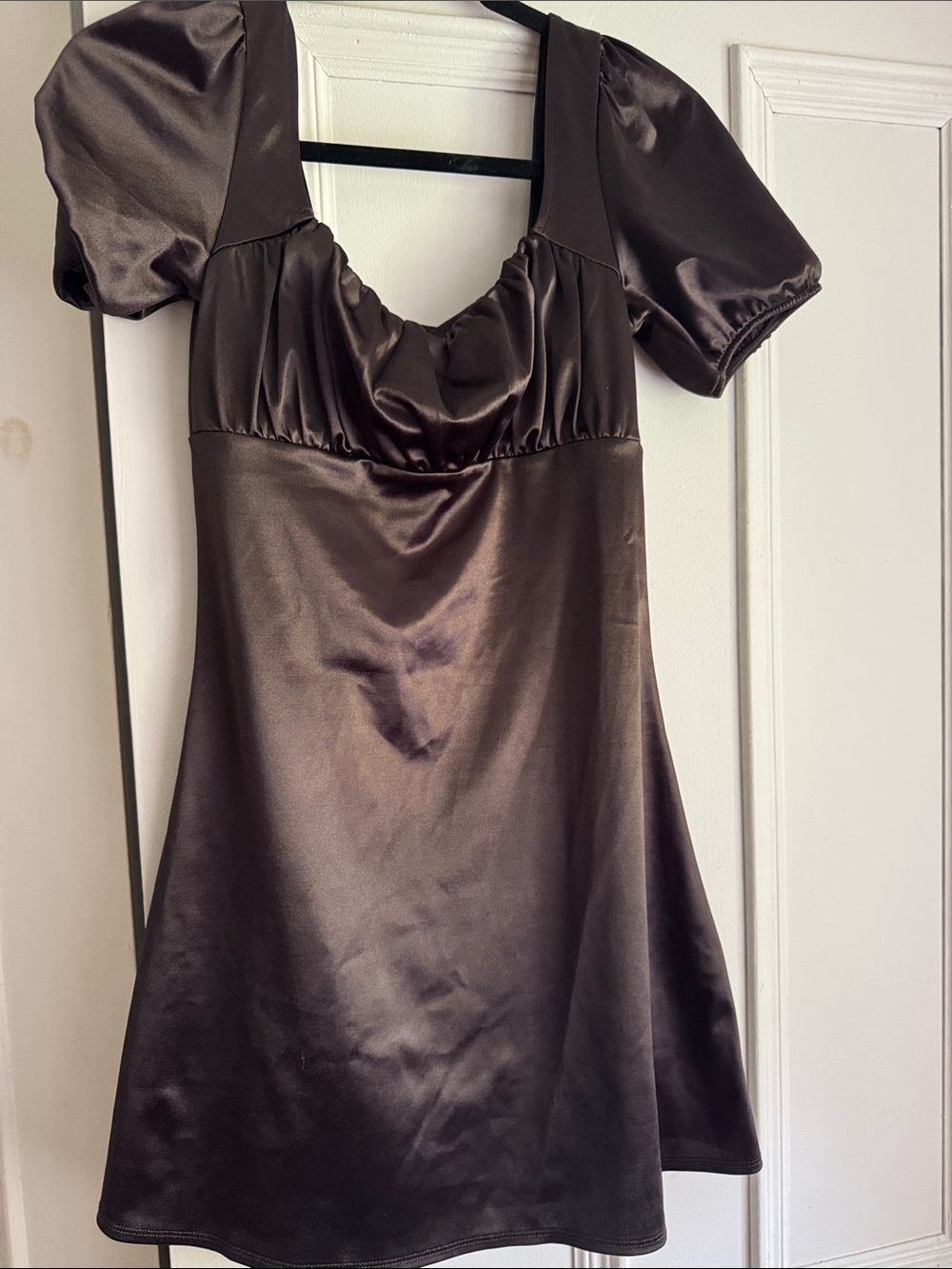 Divided Never Worn Satin-Look Chocolate Brown Mini Dress
